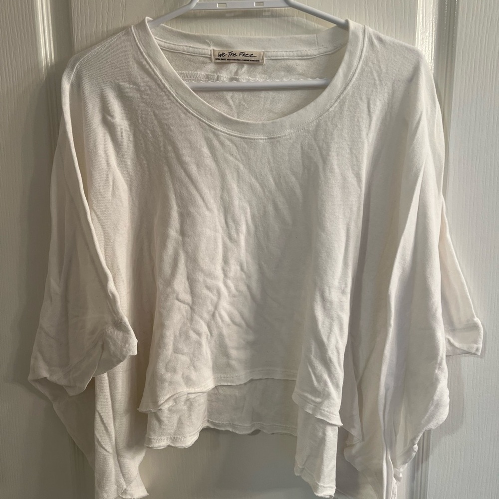 We The Free white Flowy cropped t shirt